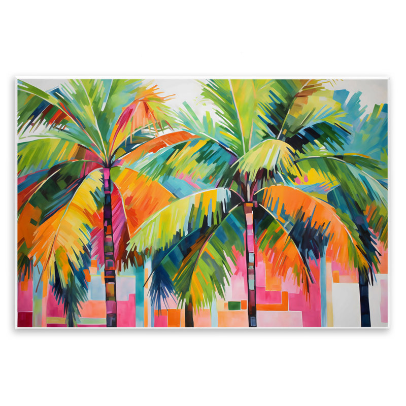 Plaque murale Bright Mod Palms & Rectangles, design par LSR Design Studio, H 10 po x l 15 po
