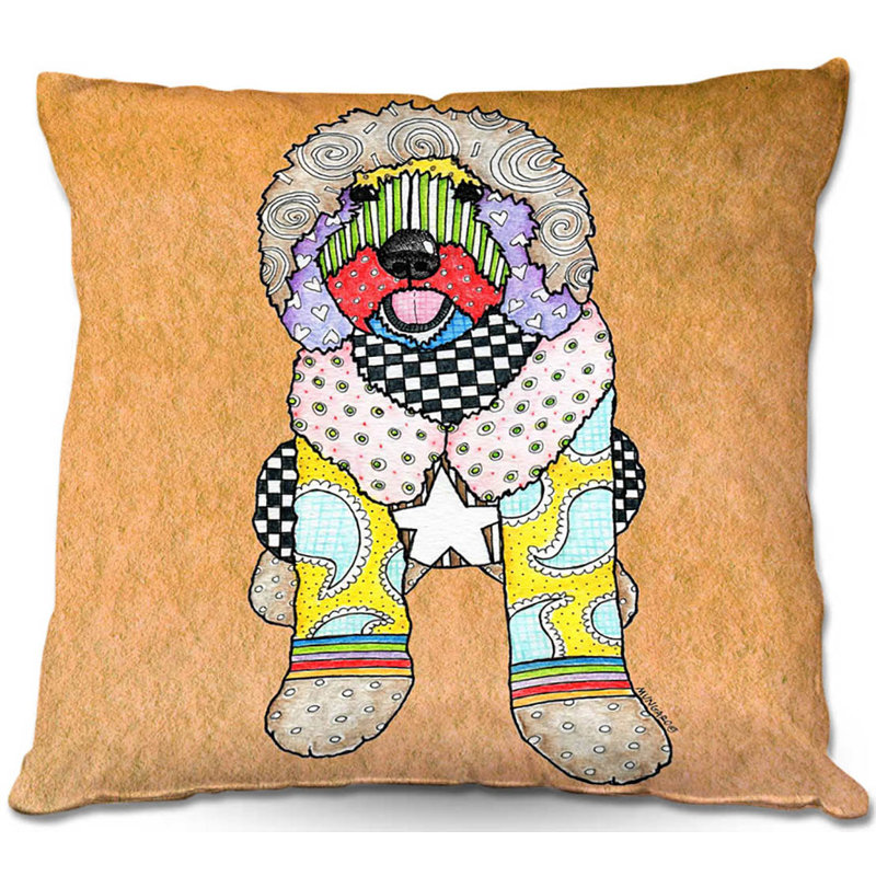  Coussin Couch Labradoodle Dog, 20 po x 20 po, Brun clair
