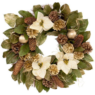 Dried Mixed Assortment Poinsettia Flowers 20'' Wreath