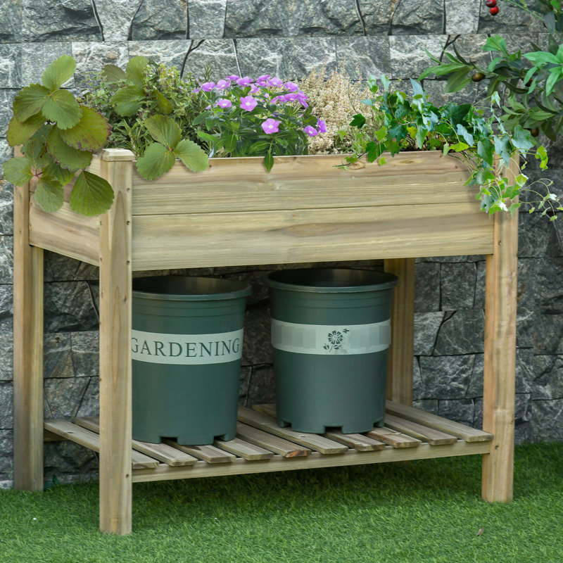 Boîte à fleurs surélevée en bois 36 po x 20 po 30 po - avec tablette pour le jardinage Cultivez vos herbes, légumes, fleurs