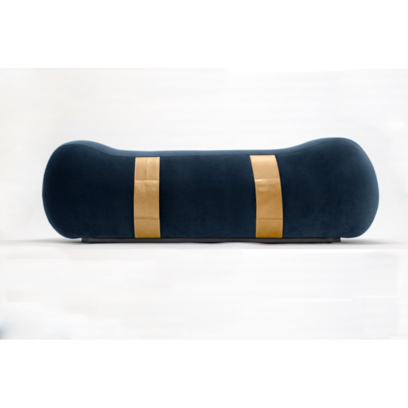 Milo Velvet Upholstered Bench, Ocean/Umber