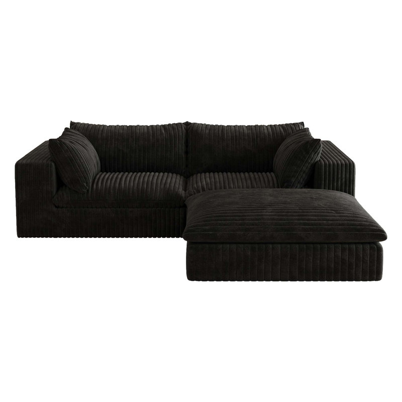 Canapé 39,8 pouces Cloud, 2, 24 po H x 78,8 po L x 78,8 po P, Noir