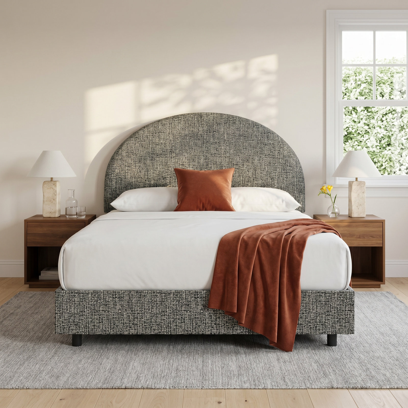 Aidy Upholstered Bed, Twin, Modern Pepper Tweed