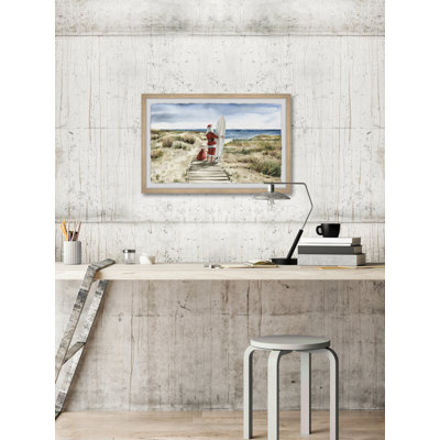 «Real Surfing Santa», reproduction encadrée