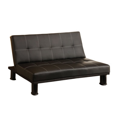 Futon contemporain en similicuir noir