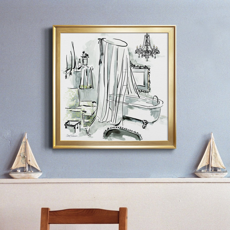 «Opulent Bath I», reproduction d'art sur toile, H 26,5 po x l 26,5 po x P 1,5 po, Toile avec cadre or