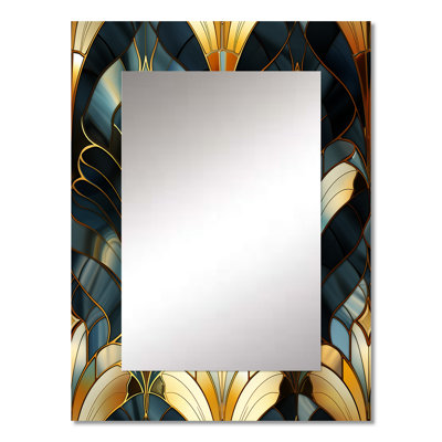 Deco Gold And Emerard Marble Opulence - marble  Unique Mirror, Modern Large Wall Mirror, Printed Metal Art