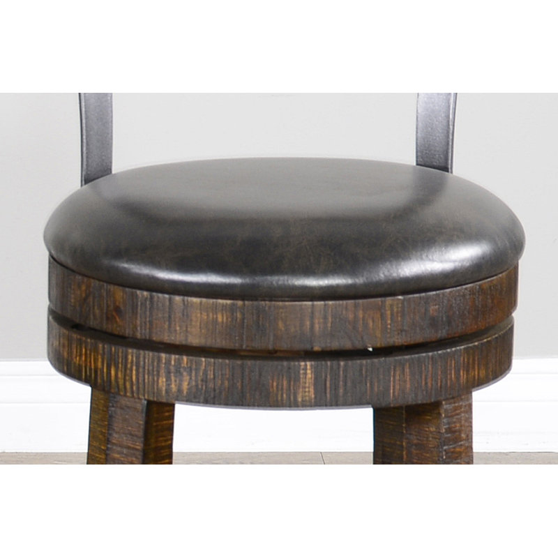 Meilani Swivel Upholstered Counter Stool, Counter Stool (24" Seat Height), Dark Brown