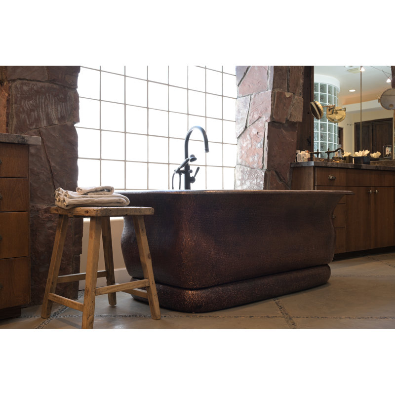 66" Hammered Copper French Curved Style Bathtub