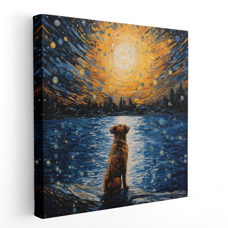 Starry Night Canine Reverie 2, reproduction d'art sur toile, Toile tendue, H 12 po x l 12 po