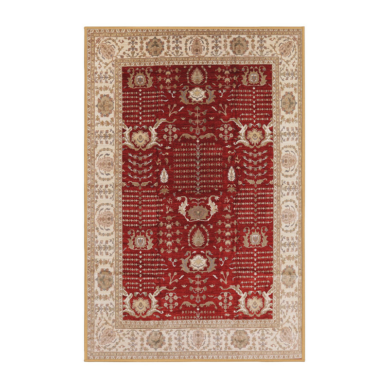 Tapis oriental beige / rouge Janig, Rectangle 5 pi x 8 pi