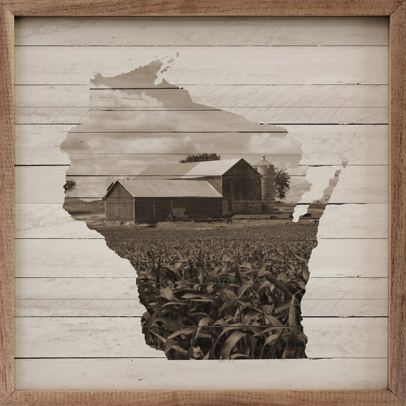 Grange patinée du Wisconsin, H 4 po x l 4 po