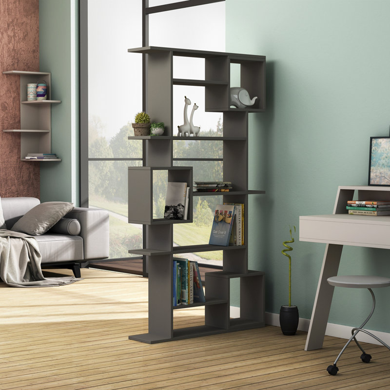 Pearson 6-Tier Freestanding Bookcase with Open Compartments, Antracite