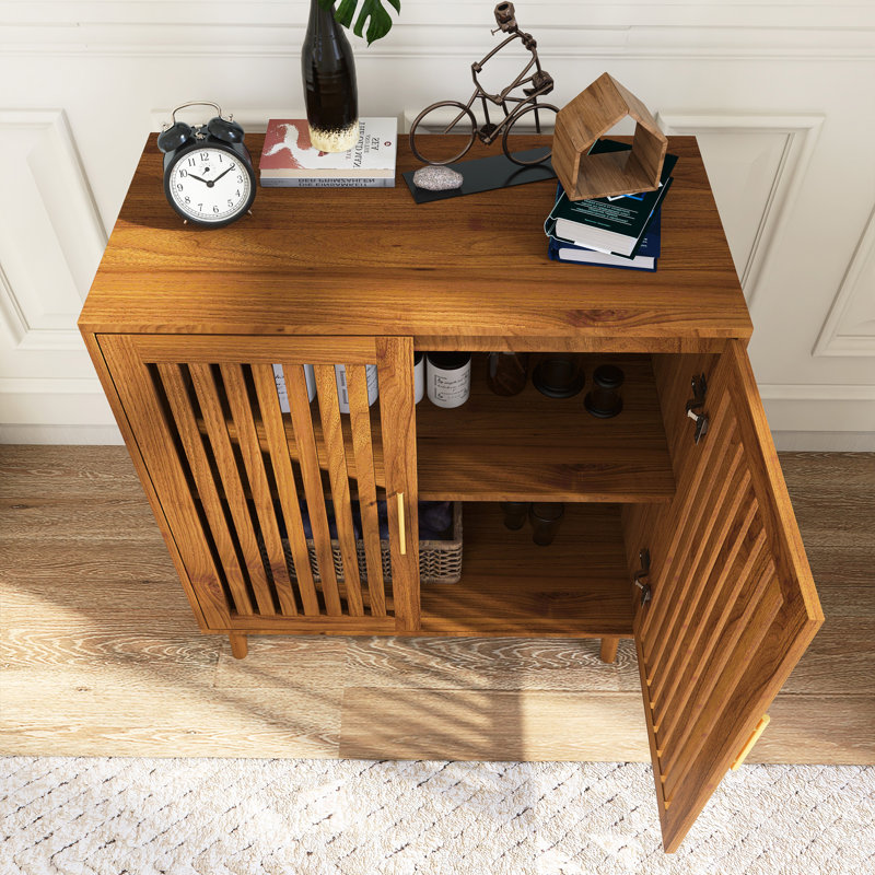 31.5" W Wood Farmhouse Sideboard Buffet Cabinet With Adjustable Shelf