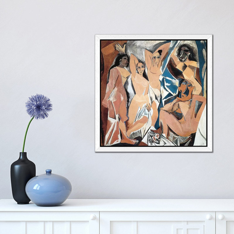 Les Demoiselles D'Avignon by Pablo Picasso - Wrapped Canvas Print, 45.72 cm H x 45.72 cm W x 3.175 cm D, Black Framed Canvas