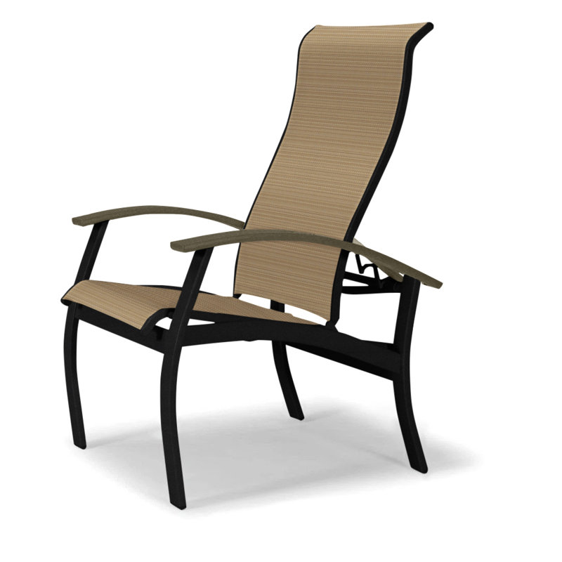 Chaise de patio Askar, Beachwood, Tweed Sunbrella® brun, Noir texturé