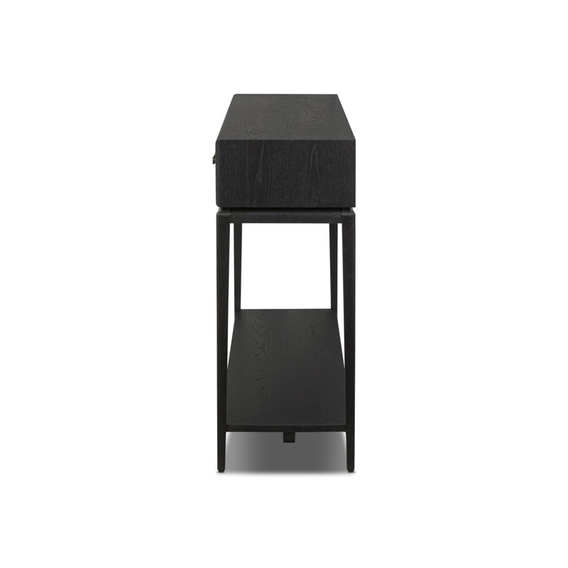 Rosenell Console Table-Natural Oak Veneer, Black Oak Veneer