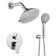 6" Complete Shower Combo Set, 5 Functions Solid Brass Shower Set with Rough-in Valve