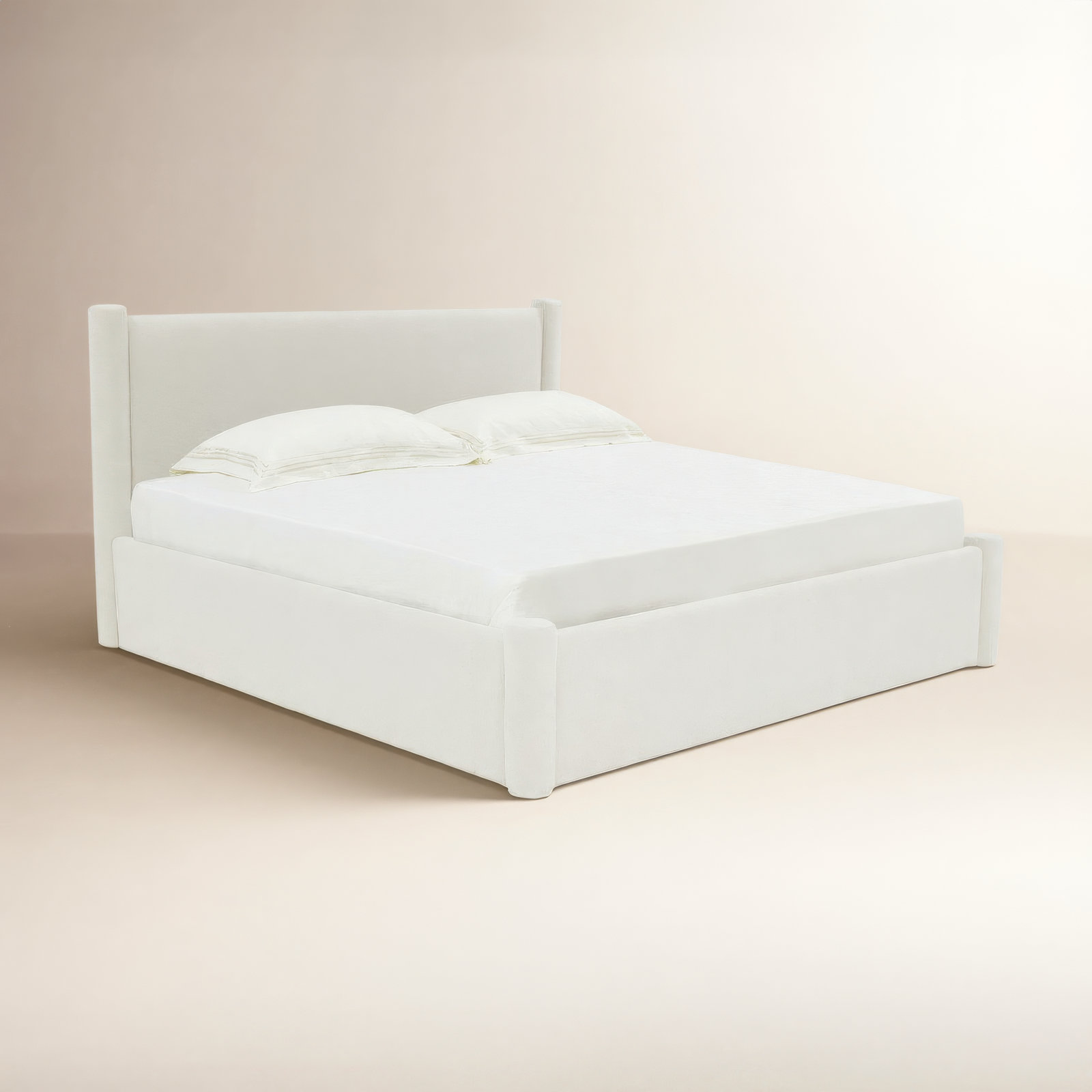 Dart Upholstered Bed, Queen, White
