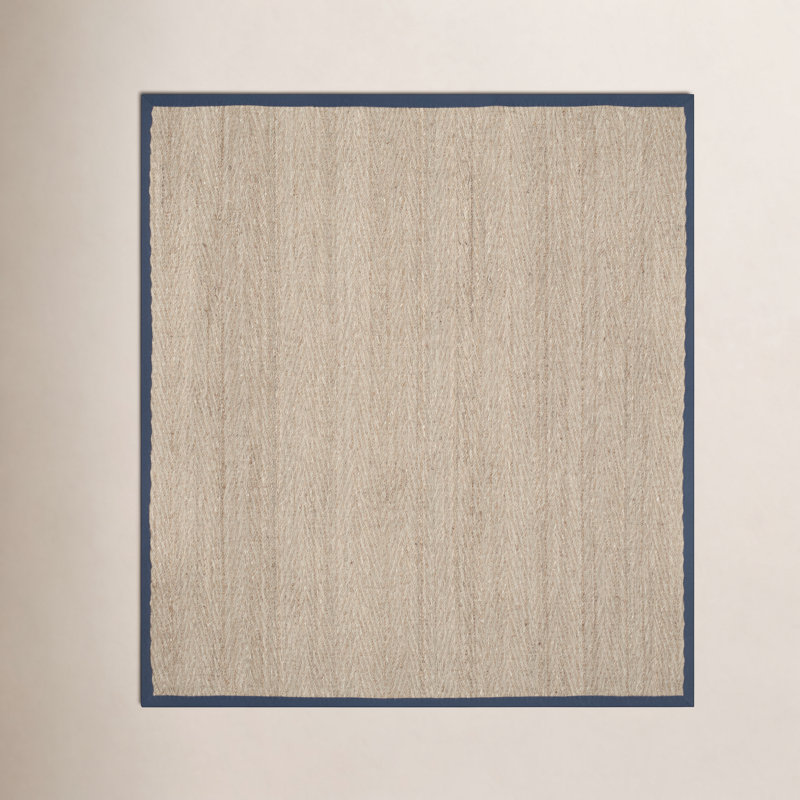 Nerissa Auckland Natural/Blue Area Rug, Square 8'