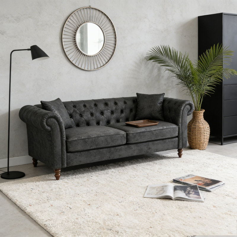 83"Chesterfield ‌tech Fabric Sofa
