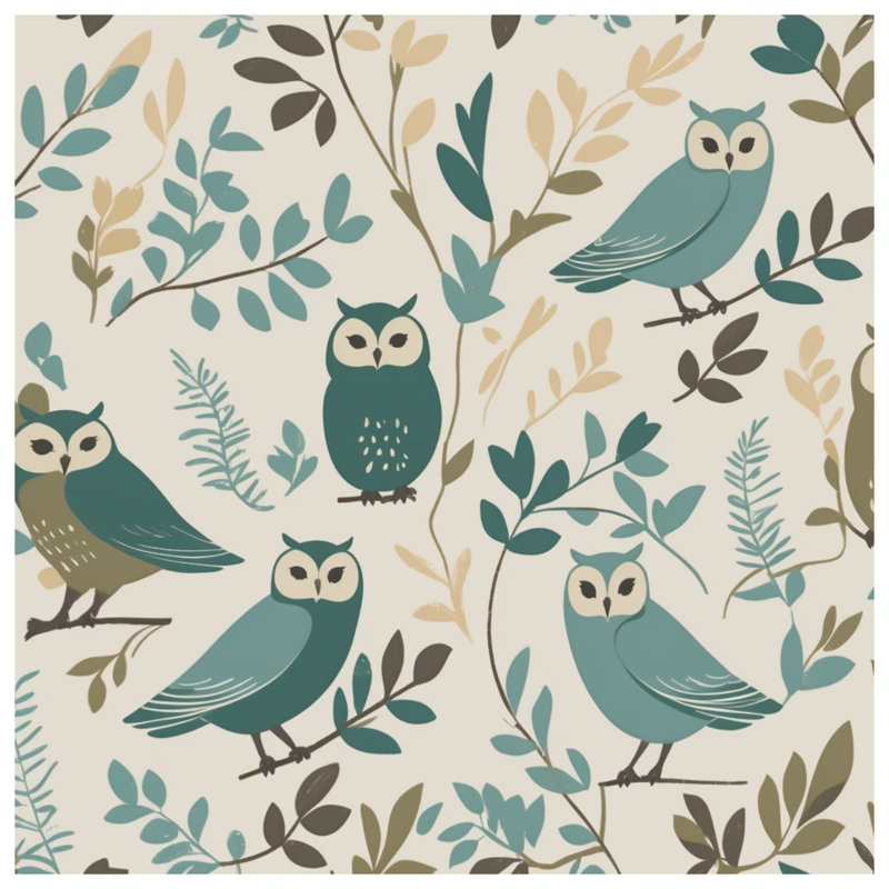 Tapis de bain Owls And Leaves Illustration, L 24 po x L 17 po