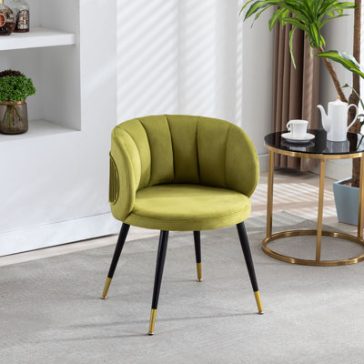 Fauteuil demi-tonneau en velours 22,04 po Taniece