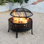 Foyer d'extérieur au feu de bois rond en acier de 27 pouces avec grille de cuisson et pare-étincelles Deko Living