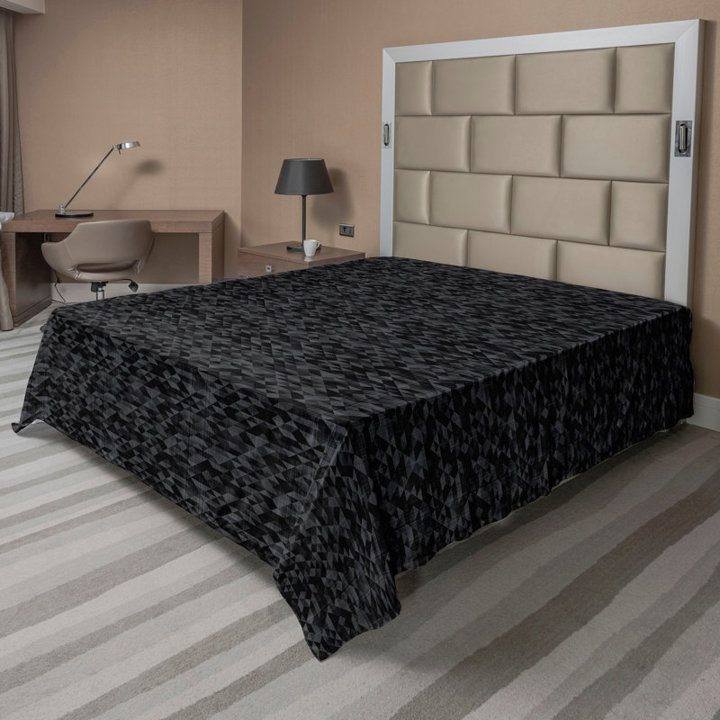 Drap plat géométrique Ambesonne motif géométrique triangulaire gris anthracite / gris pâle, Drap plat de taille double