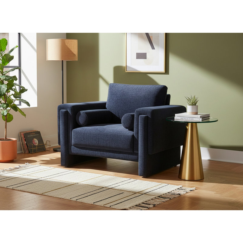 Fauteuil large Izziah conforme à la norme CAL117 de 43,5 po, Tissu chenille bleu marine