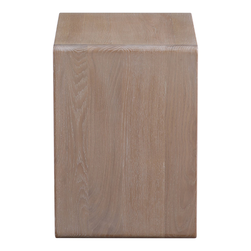 Hiroki Solid Wood End Table, White Wash