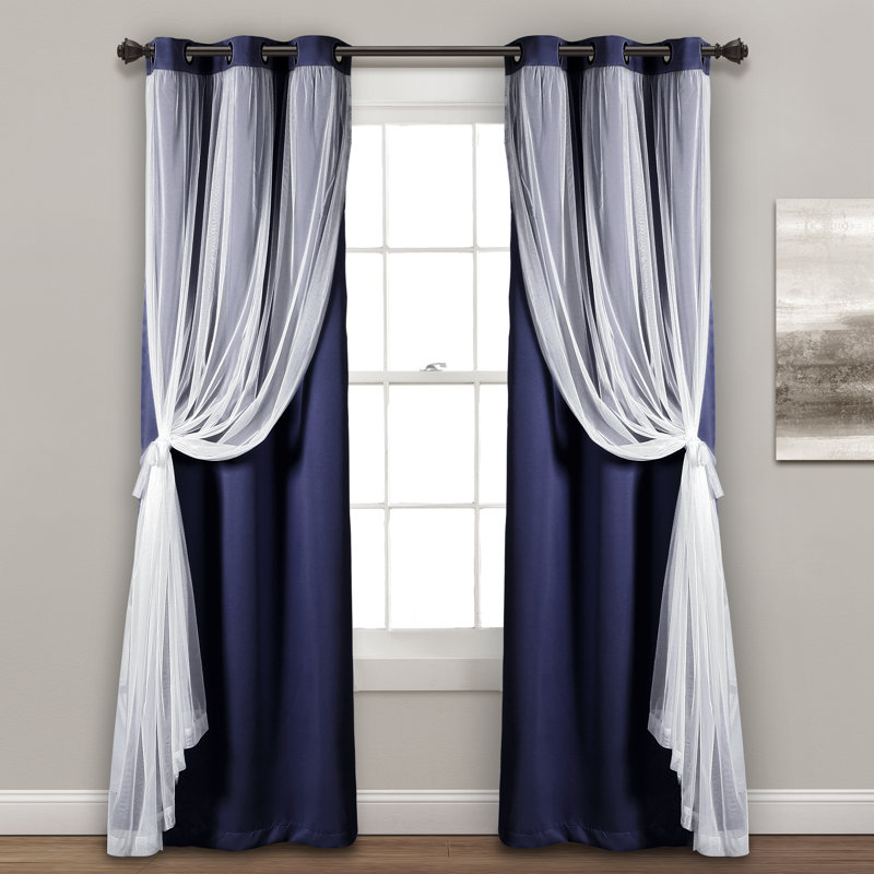Blackout Curtain Pair, 38"W x 63"L, Navy