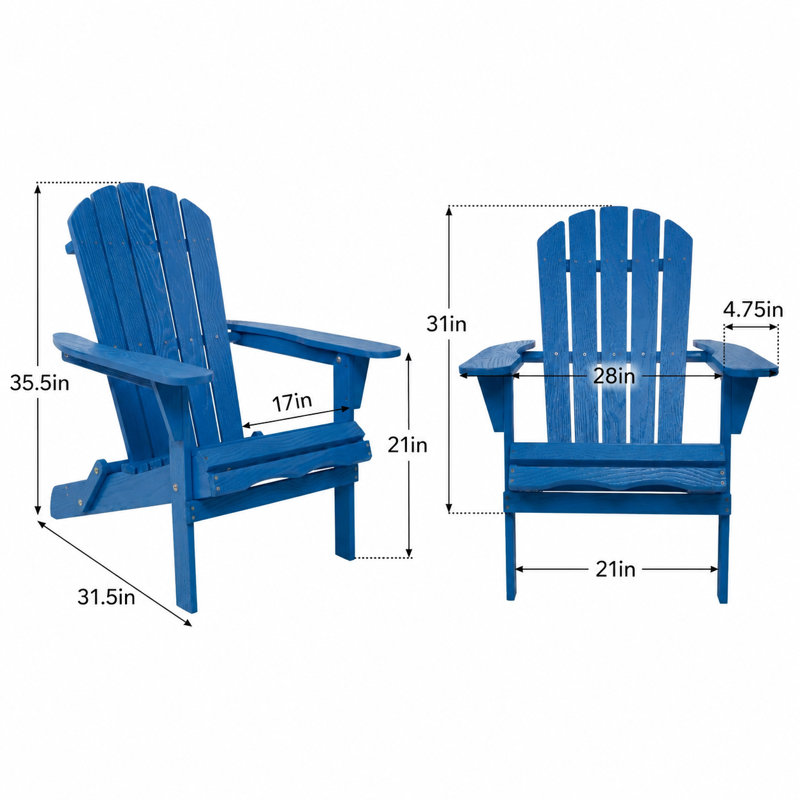 Embossed Solid Wood Outdoor Folding Adirondack Chair with Pre-Assembled Backrest and Seatboard, Durable Weather Resistant Patio Seating Ideal for Garden, Backyard, Porch, Pool Deck, Fire Pit Areas