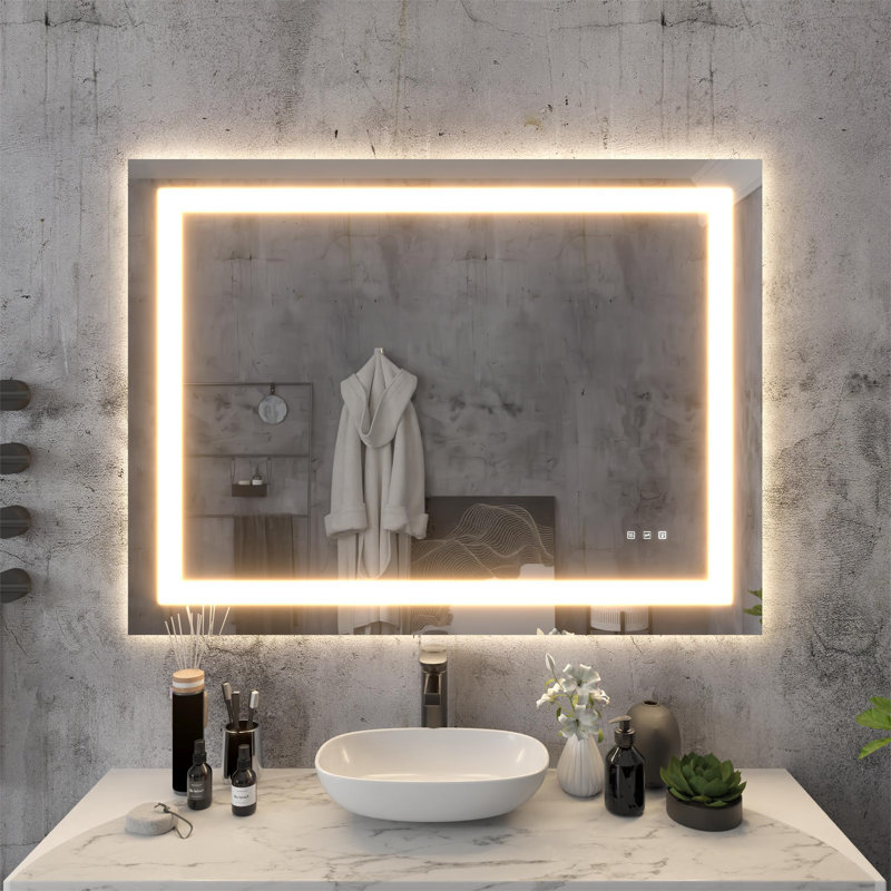 Miroir de salle de bain à DEL sans cadre , 32 po x 48 po