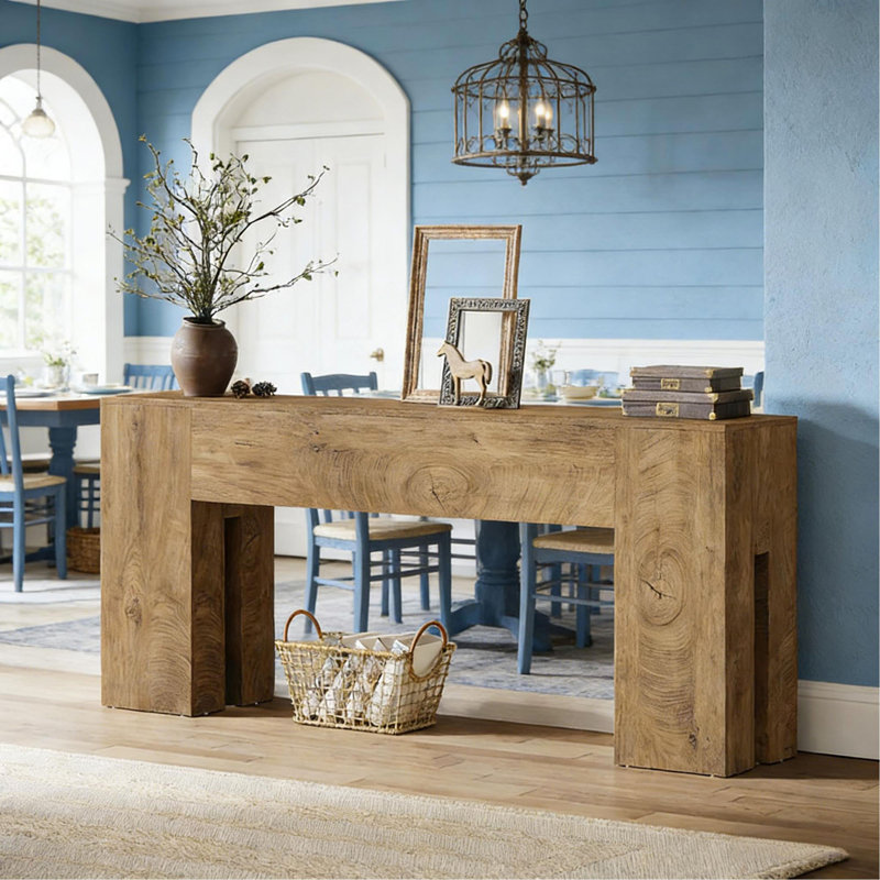Table d'appoint rustique, console élégante en bois
