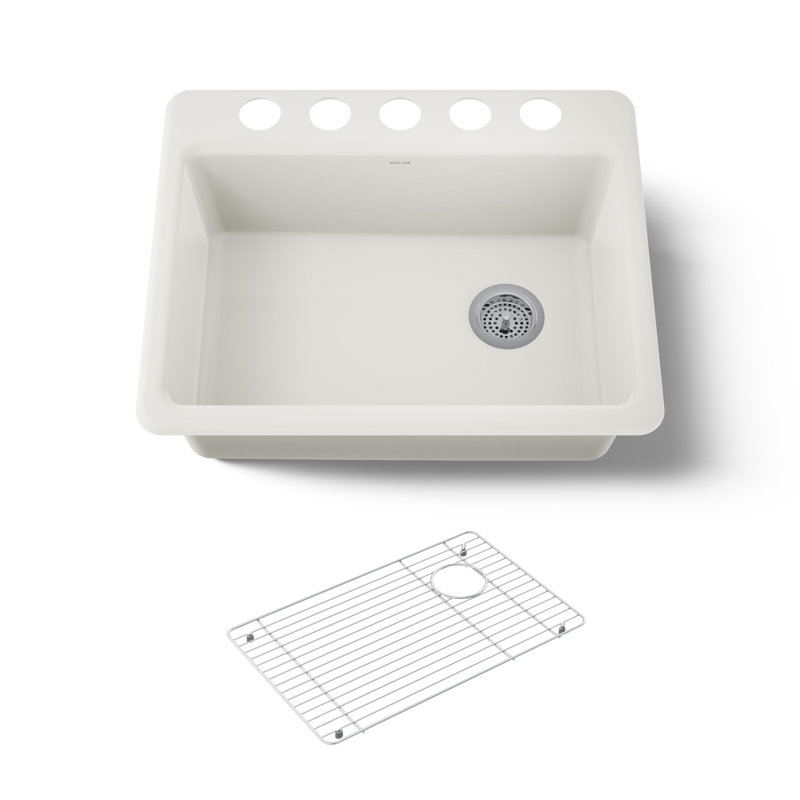 Riverby 27" Undermount Single-Bowl Workstation Kitchen Sink, Biscuit