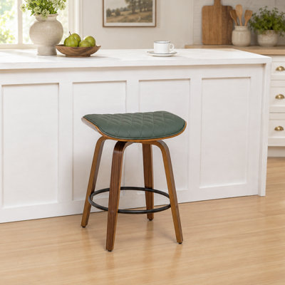 Gerald Faux Leather Wood Swivel Bar Stools