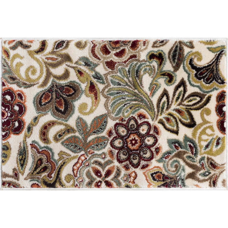 Elmer Transitional Floral Indoor Area Rug for Living Room, Dining Room, Bedroom, Rectangle 2' x 3', Seafoam