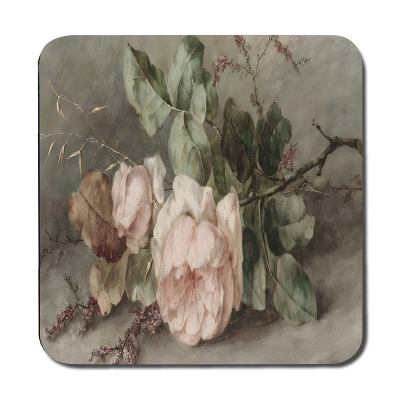 Vintage Rose Placemat And Coaster Set Floral Kitchen Decor