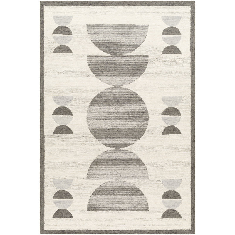 Uptown Geometric Hand Tufted Wool Area Rug in Gray/Cream, Rectangle 2' x 3'