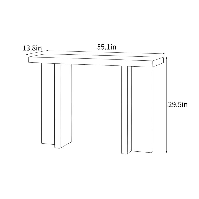 Console américaine de style américain, Noir, H 29,5 po x l 55,1 po x P 13,8 po