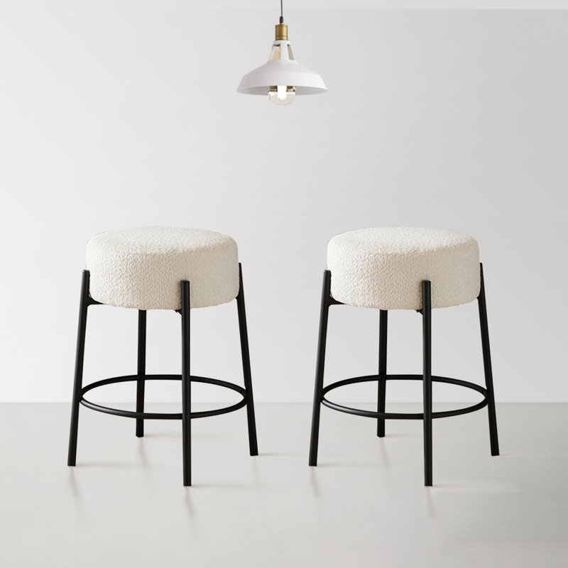 Tabouret de comptoir 24 po Charneco, Noir, Blanc