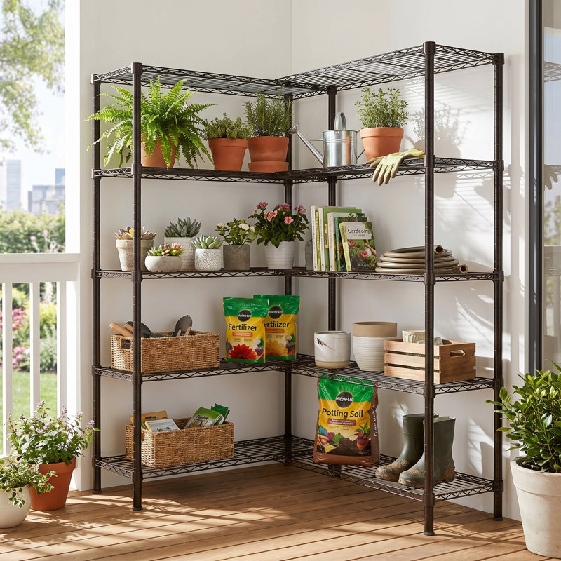Marlia Steel Height -Adjustable Storage Rack Heavy Duty Shelving Unit, Black, 5-Tiers 72" H x 58" W x 14" D