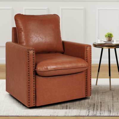 29.13'' Wide Faux Leather 360 Degree Swivel Armchair -  Red Barrel StudioÂ®, 0017D60D95A440FDB3401B8BCF789585