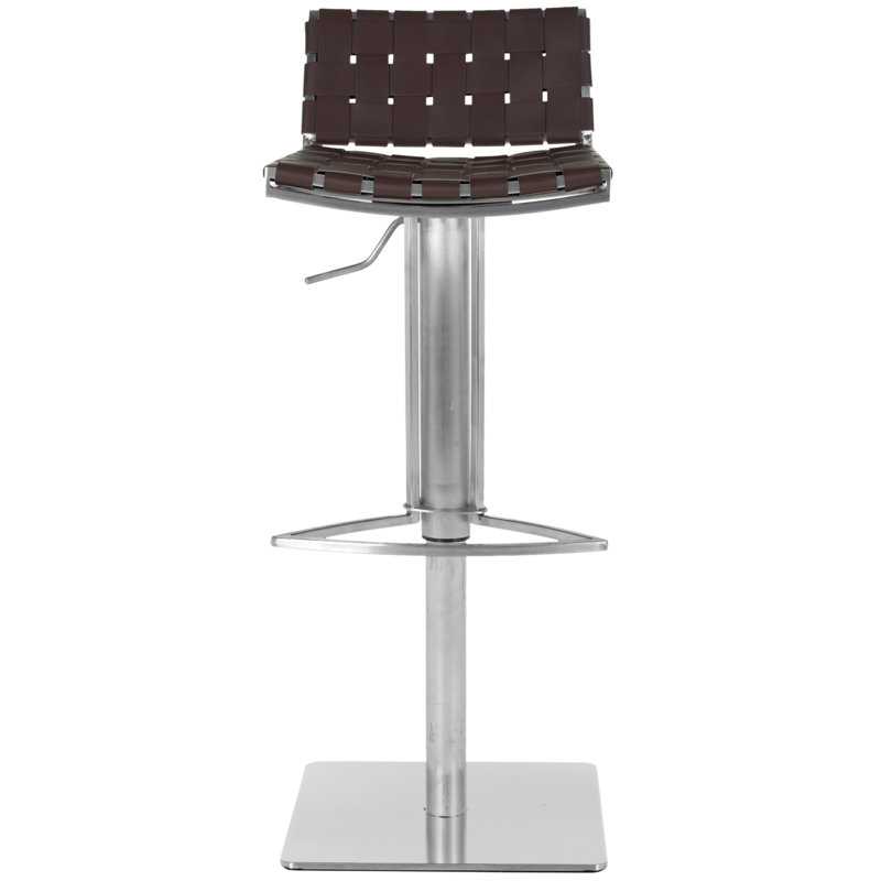 Barber Swivel Upholstered Adjustable Height Counter Stool with Metal Frame, Brown