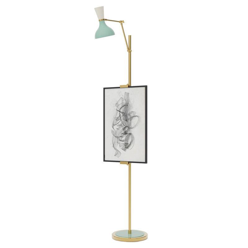Lampe sur pied Clare, Menthe / lis, Laiton moderne