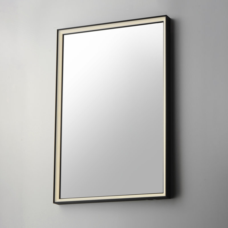 Miroir biseauté à DEL, Or/noir, 30 po x 24 po