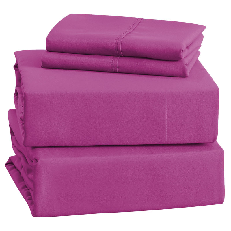 Soft Brushed Microfiber Sheet Set Hotel Luxury with Extra Soft Sheets & Pillowcases, Purple