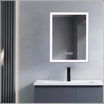 Miroir de salle de bain élégant avec lumières DEL, antibuée, réflexion HD et couleurs à intensité variable