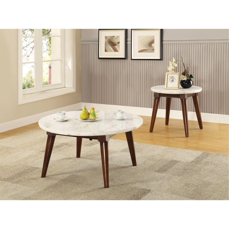 Kaycin Marble Top Single Coffee Table, Solid + Manufactured Wood